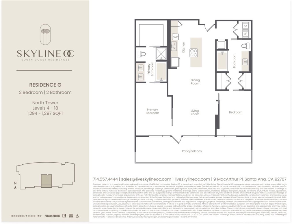 Residential Lease for rent at 9 Macarthur 1605, Santa Ana, Orange County, CA featuring 2 beds and 2 baths
