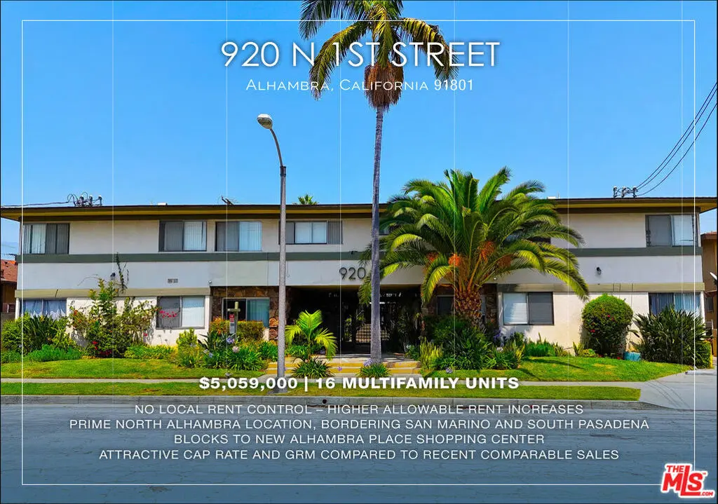 Residential Income for sale at 920 N 1st Street, Alhambra, CA featuring 22 beds and 16 baths