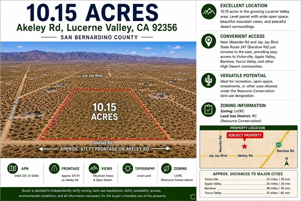 0 Akeley Road, Lucerne Valley, CA — listing photo 1