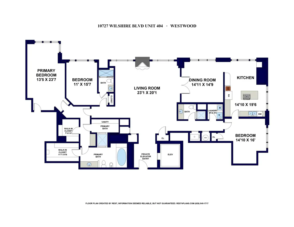 Condominium for sale at 10727 Wilshire Boulevard 404, Los Angeles, CA featuring 3 beds and 4 baths