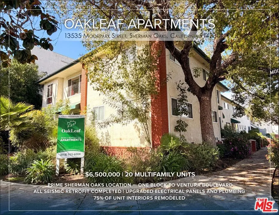 Residential Income for sale at 13535 Moorpark Street, Los Angeles, CA featuring 30 beds and 23 baths