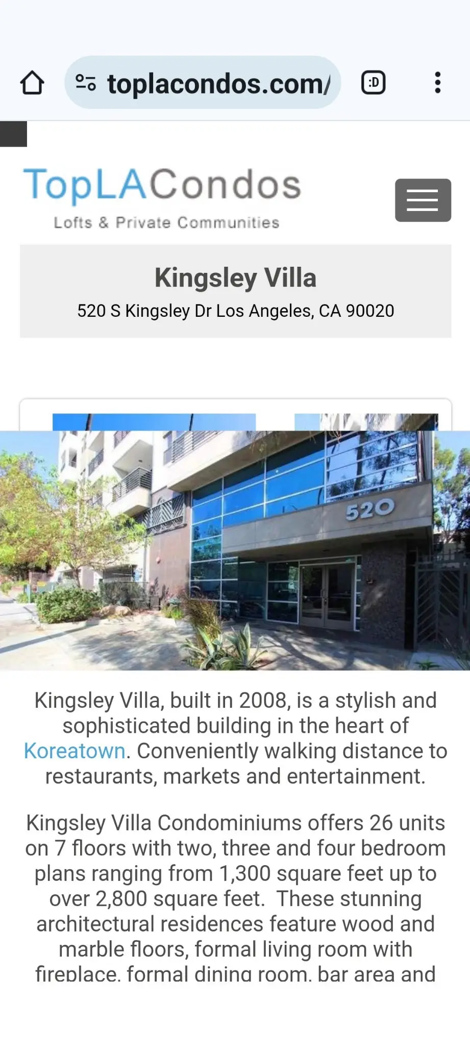 Residential Lease for rent at 520 S Kingsley Drive 406, Los Angeles, Los Angeles County, CA featuring 3 beds and 3 baths