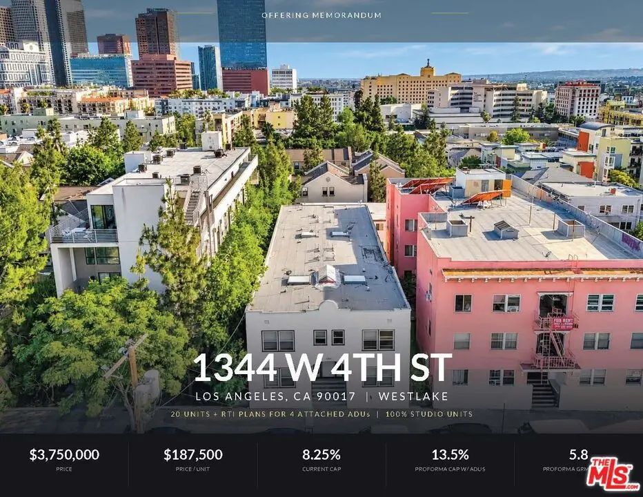 Residential Income for sale at 1344 W 4th Street, Los Angeles, CA and 20 baths