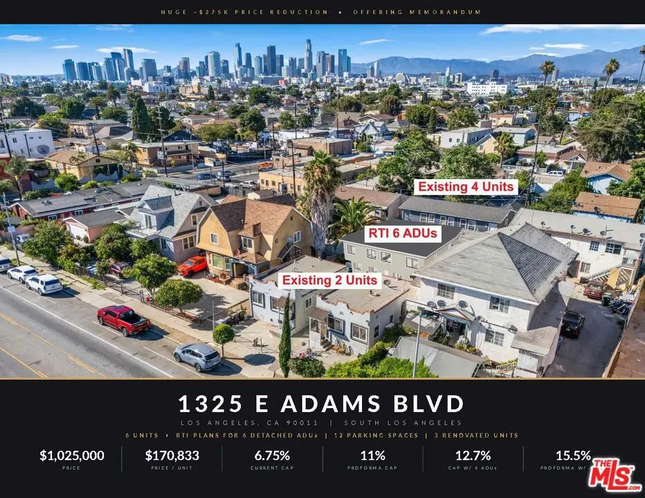 Residential Income for sale at 1325 E Adams Boulevard, Los Angeles, CA featuring 7 beds and 6 baths